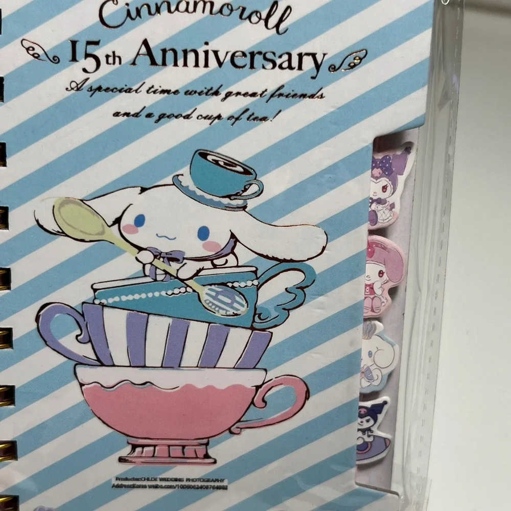 Sanrio Cinnamoroll 15th Anniversary Spiral Notebook Blue Gold Foil Tabs XQ-3503